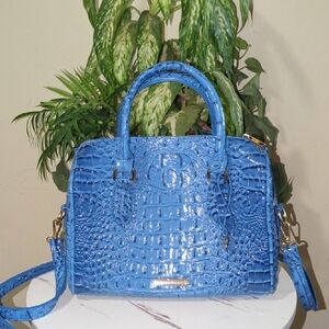 Blue Crocodile-Embossed Handbag